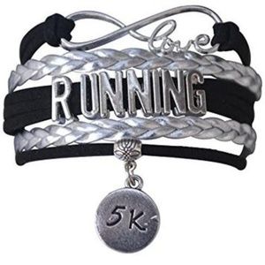 5K Runner Bracelet - Silver & Black